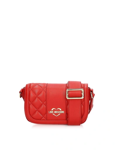 Shop Love Moschino Quilted Eco Leather Camera Bag In Red