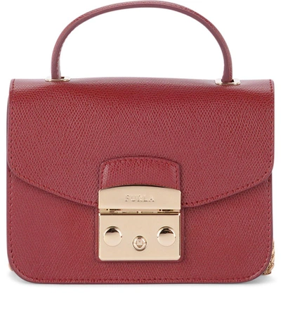 Shop Furla Metropolis Mini Cherry Leather Shoulder Bag In Rosso