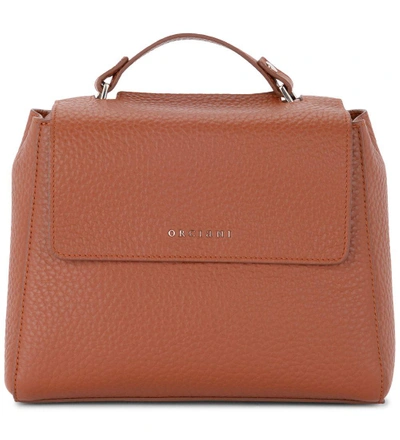 Shop Orciani Sveva Small Tobacco Tumbled Leather Handbag In Marrone