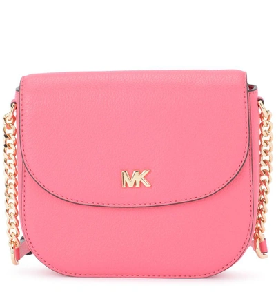 Shop Michael Kors Mott Pink Tumbled Leather Shoulder Bag In Rosa