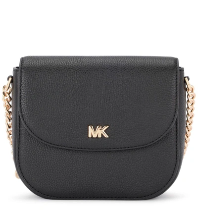 Shop Michael Kors Mott Black Tumbled Leather Shoulder Bag In Nero