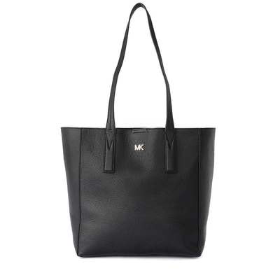 Shop Michael Kors Junie Medium Black Leather Shoulder Bag In Nero