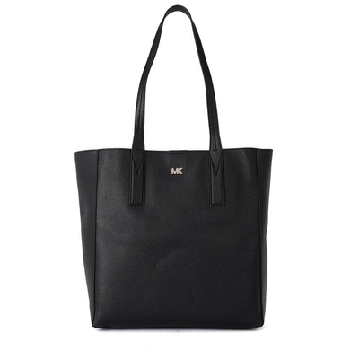 Shop Michael Kors Junie Large Black Leather Shoulder Bag In Nero