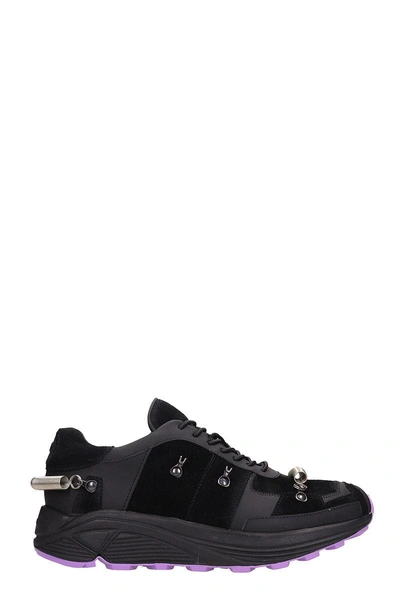 Shop Gienchi Black Leather And Suede Sneakers