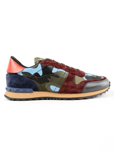 Shop Valentino Rockrunner Sneakers In Hsm A.green/blu/rub/indig
