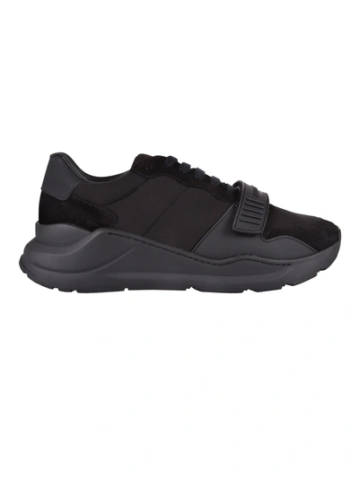 Shop Burberry Regis Sneakers In Black/black