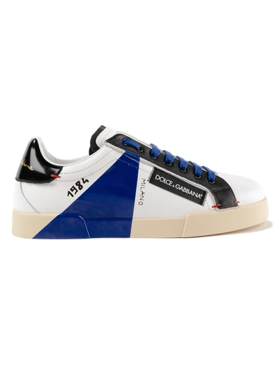Shop Dolce & Gabbana Portofino Sneakers In White/blu