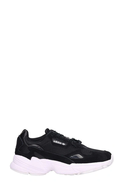 Shop Adidas Originals Falcon W Black Fabric Sneakers