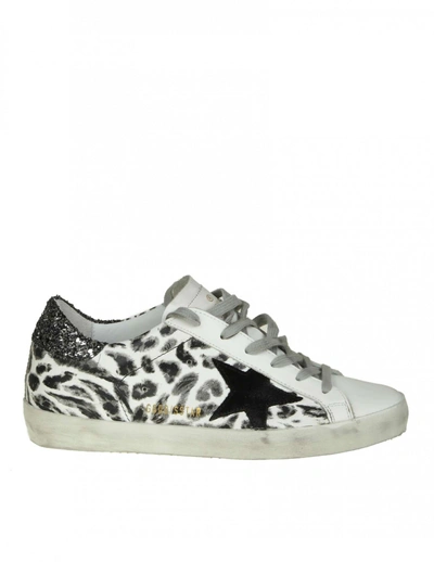 Shop Golden Goose "superstar" Sneakers In White Leather With Leoparded Prin In Black Leopard