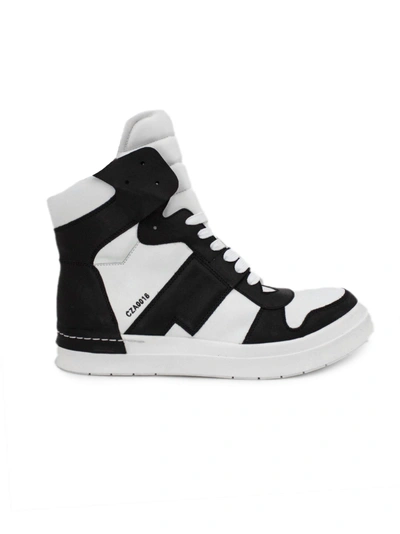 Shop Cinzia Araia High-top Sneaker In White And Black Leather. In Bianco+nero