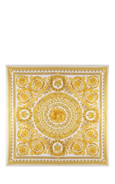 Shop Versace Baroque Fw'91 Silk-twill Scarf In Bianco