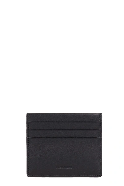 Shop Jil Sander Blcak Leather Card Holder In Black