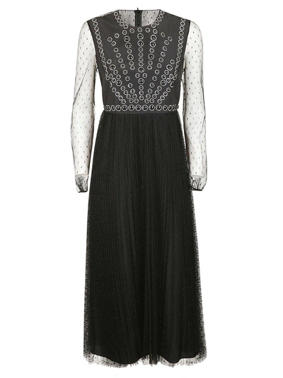 Shop Red Valentino Pleated Dress In Black