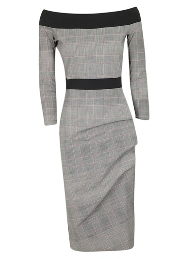 Shop La Petit Robe Di Chiara Boni Larissa Off-the-shoulder Dress In Nero/grigio
