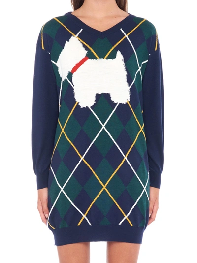 Shop Boutique Moschino 'scottish Dog' Sweater In Multicolor