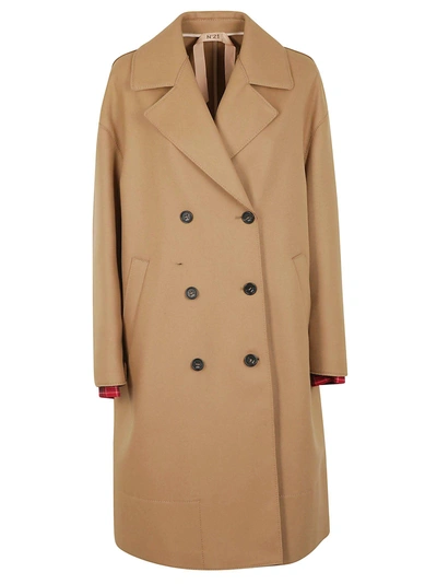 Shop N°21 Double Breasted Coat In Biscotto