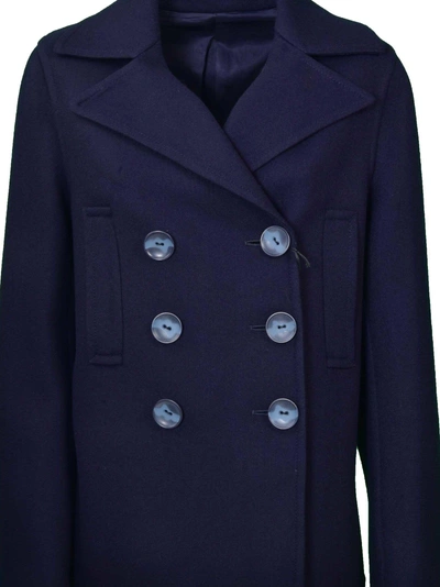 Shop Joseph Double Breasted Coat In Navy