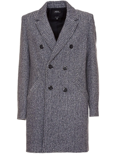 Shop Apc A.p.c. Joan Coat In Blu