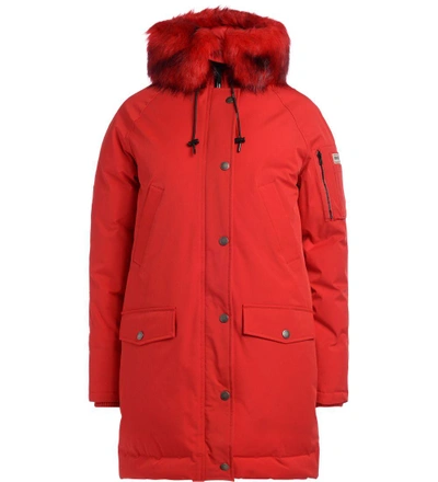 Shop Kenzo Puffa Red Eco Fur Parka In Rosso