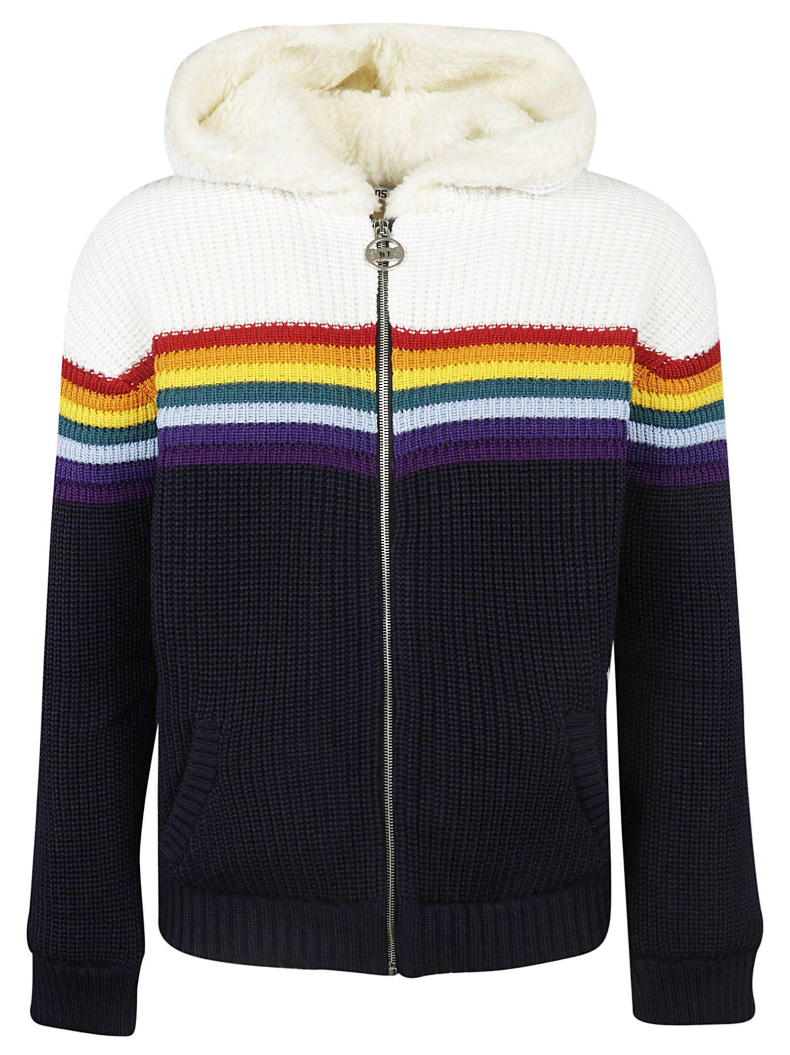 Gcds Rainbow Stripe Hooded Jacket In White | ModeSens
