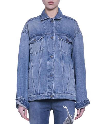 Shop Amen Cotton Denim Jacket In Azzurro