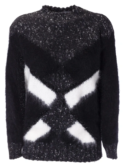 Shop Alberta Ferretti Contrast Knit Jumper In Black & White