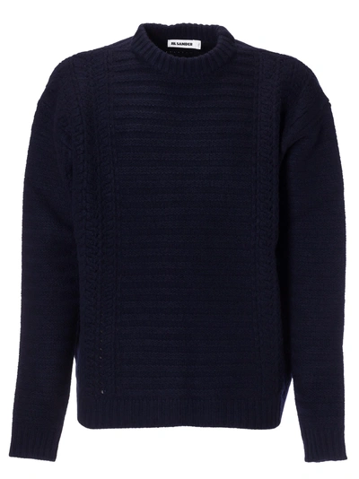 Shop Jil Sander Chunky Knit Jumper In Dark Blue