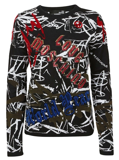Shop Love Moschino Moschino Patterned Sweater In Multicolor