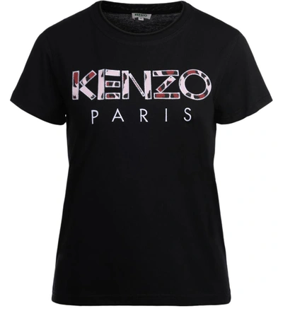 Shop Kenzo Black Cotton T-shirt With Logo In Nero