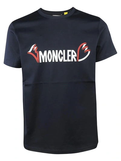 Shop Moncler Logo T-shirt In Blu