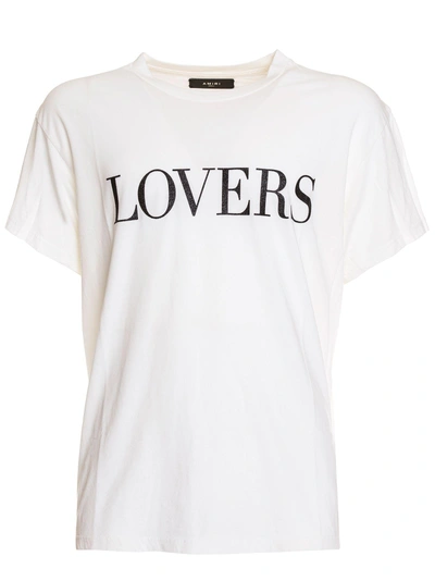 Shop Amiri Lovers Slogan T-shirt In Bianco