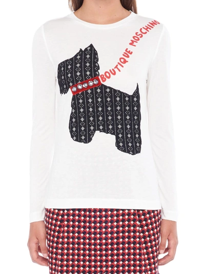 Shop Boutique Moschino 'scottish Dog' T-shirt In White