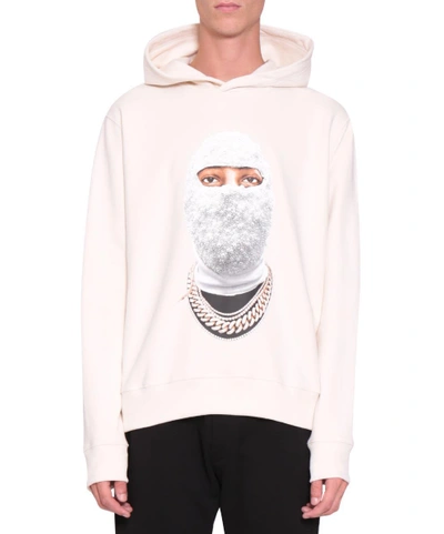 Shop Ih Nom Uh Nit Gold Face Cotton Hoodie In Bianco