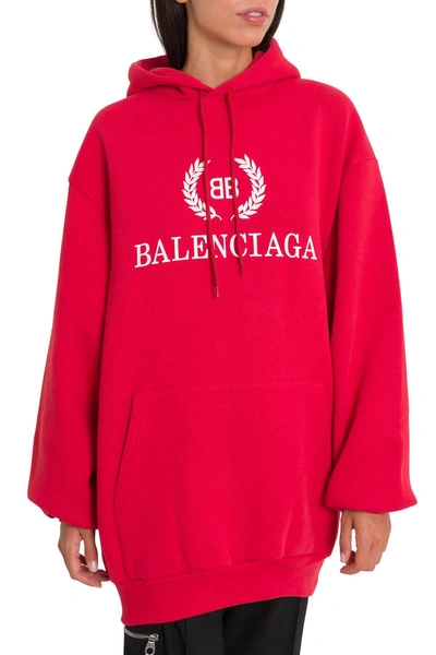 Shop Balenciaga Bb Hoodie In Rosso