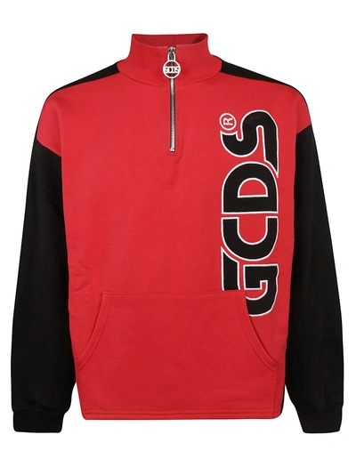 Shop Gcds Logo Zipped Up Sweatshirt In Black