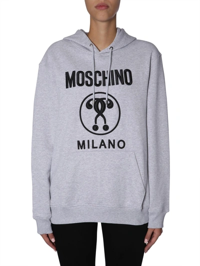 Shop Moschino Oversize Fit Cotton Sweatshirt In Grigio
