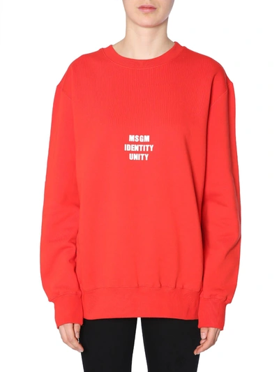 Shop Msgm Oversize Fit Sweasthirt In Rosso