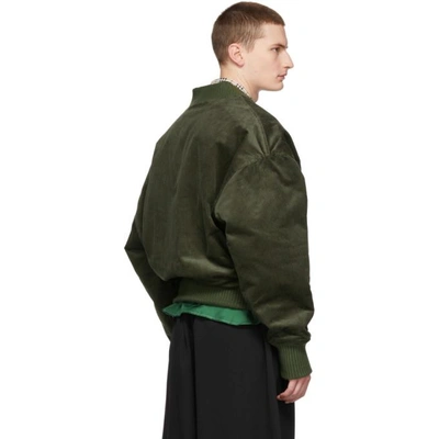 Shop Landlord Green Corduroy Bomber Jacket