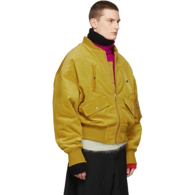 Shop Landlord Yellow Corduroy Bomber Jacket