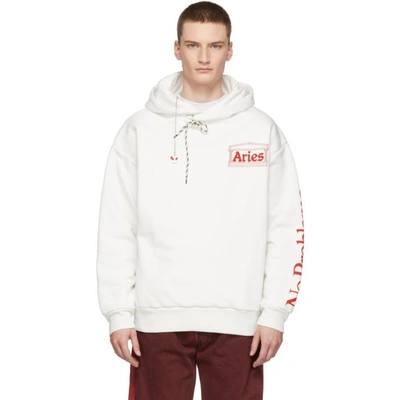 Shop Aries White Double Thickness Temple Hoodie