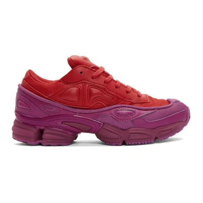 Shop Raf Simons Red & Pink Adidas Originals Edition Ozweego Sneakers