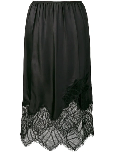 Shop Helmut Lang Lace Detail Skirt - Black