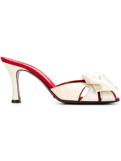 Shop Dolce & Gabbana Bow Detail Mules In White