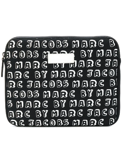 Shop Marc By Marc Jacobs Monogram Print Laptop Case - Black