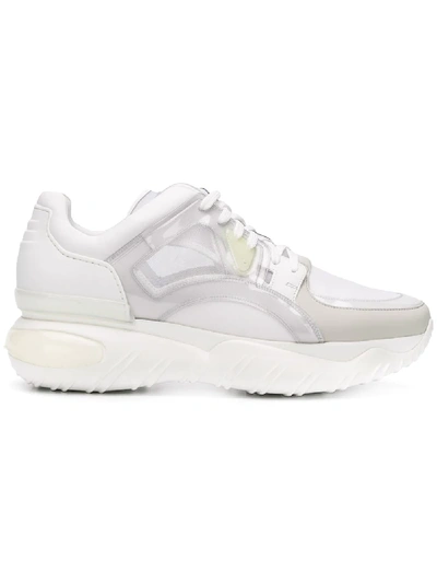 Shop Fendi Contrast Low-top Sneakers - White