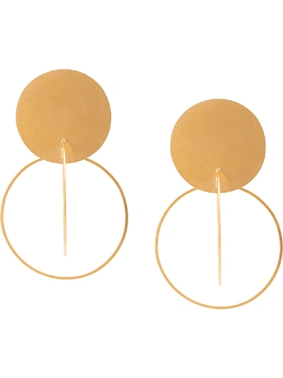 Shop Annie Costello Brown Oversized Interlinking Hoop Earrings In Metallic