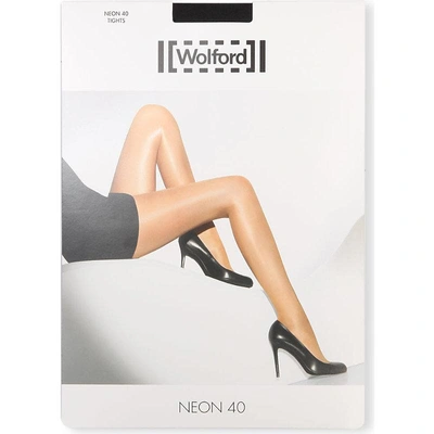 Shop Wolford Women's Black Neon 40 Tights