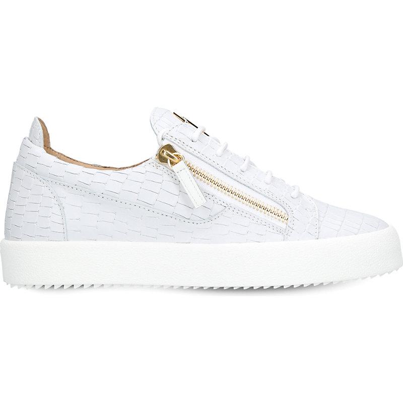 Giuseppe Zanotti Croc-embossed Low-top Leather Trainers In White | ModeSens
