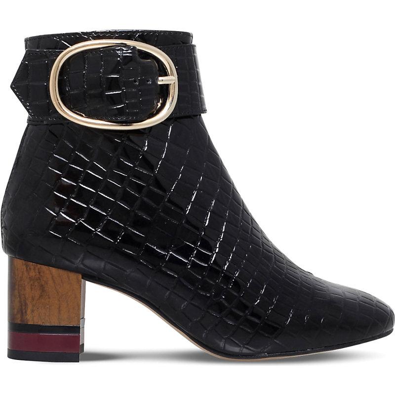 ladies black patent ankle boots