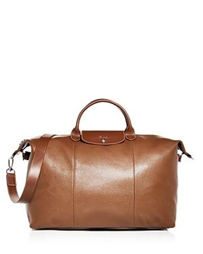 Shop Longchamp Le Foulonne Leather Duffel Bag In Cognac